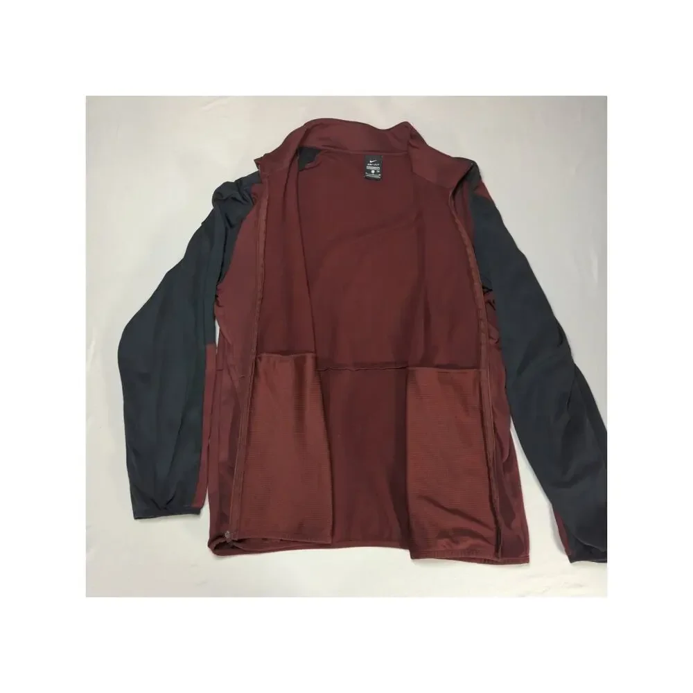 Nike Dri Fit Mens Full Zip Jacket Maroon Gray Standard Fit Training XL